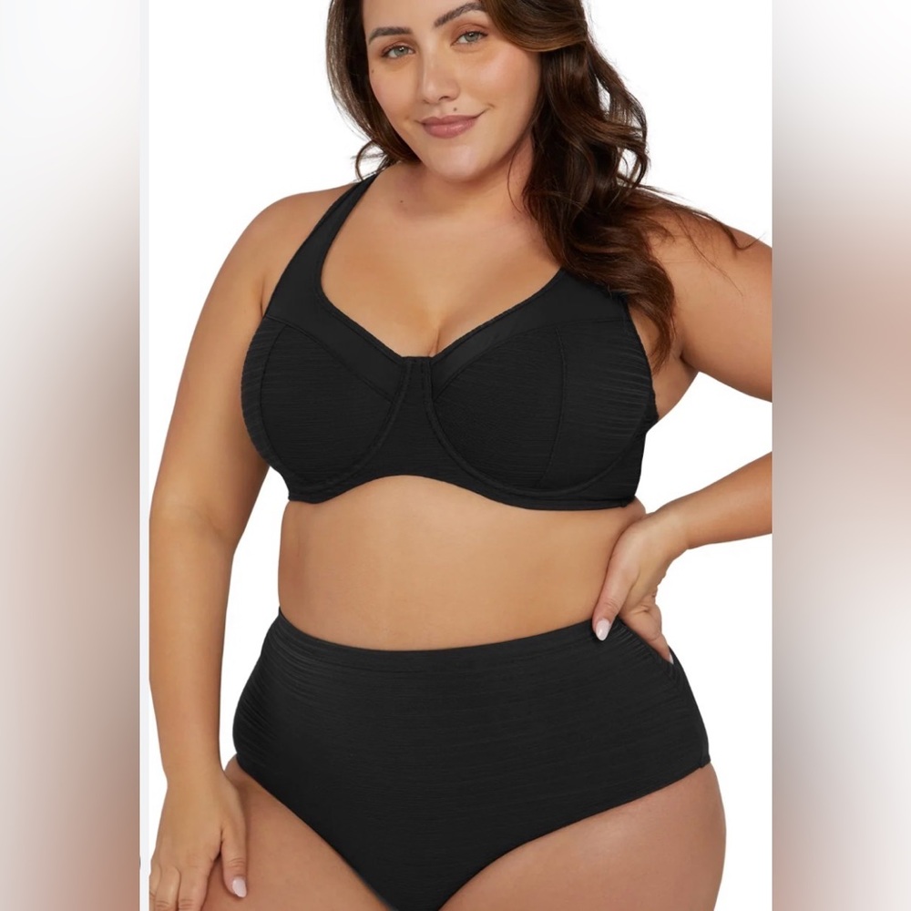 NWT Jasambec black ribbed bikini size‎ XL